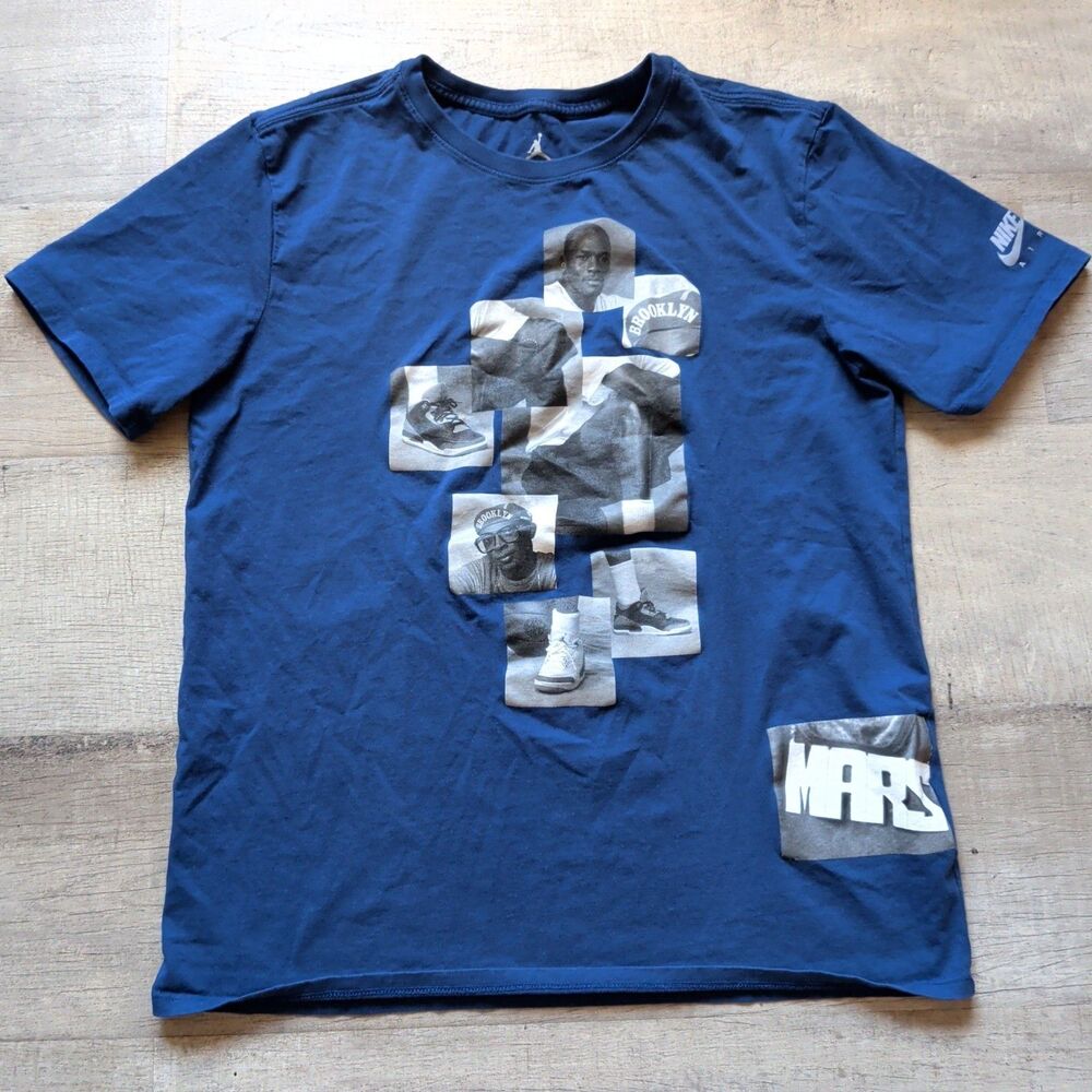 Vtg Air Jordan T-Shirt Blue Mars Blackmon Men Size Large L